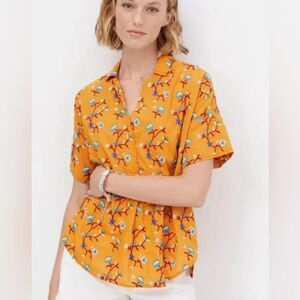 Anthropologie Pilcro Embroidered Floral Back Button down Surf Shift Size S